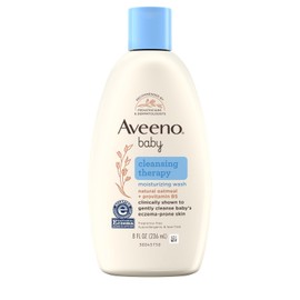 Aveeno Baby Terapia de Limpieza Hidratante, Jabón Corporal para Bebé con Avena Natural y ProVitamina B5, Baño para Bebé Sin Lágrimas y Suave para Piel Sensible y Prone al Eczema, Hipoalergénico, 8 oz