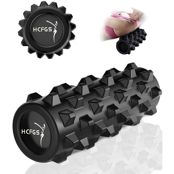 HCFGS Foam Rollers, Trigger Point Fitness Foam Roller Deep Tissue Muscle Massage Roller Yoga Pilates Roller for Relax Muscles, Balance Exercises, Physical Therapy, Pain Relief (Black 13 inch)