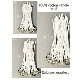 Blsmzlb 30Pcs Candle Wicks 4 Inch,40Pcs Candle Wicks 6Inch,30Pcs Candle Wicks 8 Inch,100pcs Candle Wick Stickers,Candle Wick Centering Device,20 Pcs Metal Sustainer Tabs,5pcs Candle Wick