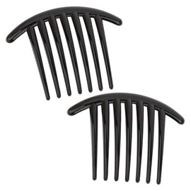 CURASA French Hair Side Combs For Women Girls 2 Pcs Large Black Decorative Hair Stick For Updos Twist Fork Clip Styling Accessories Vintage Fancy Head Pick And Pins For Fine Thick Curly