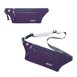 ProBytes BumBag - Running 3 Zipper Waist Bag, Adjustable Belt/Strap, Secure Buckle, Headphone Outlet, Waterproof, Money/Document Pouch, Outdoor, Camping, Travel, Sports, Cycling, Unisex - Purple
