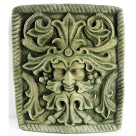 Fleur de Lis Garden Ornaments LLC Green Man Concrete Wall Plaque European Medieval Sculpture Cement Figure Cast Stone Figurine Wall Art Plaque