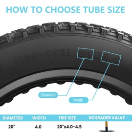 MGDC 2 Pack 20x4 Fat Tire Bike Inner Tubes,20x4.0 Fat Tire Tube Heavy Duty Butyl Rubber Inner Tube for 20 inch Ebike Electric Bicycle, black, NT20X4