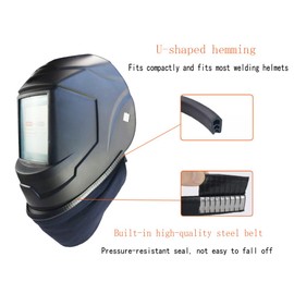 Welding helmet bib, split helmet bib with press-fit seal, fits most welding helmets