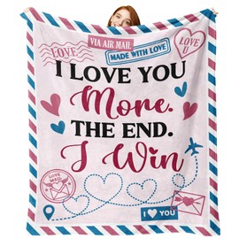 Zzkol Valentines Day Gifts Flannel Throw Blanket, I Love You More The End I