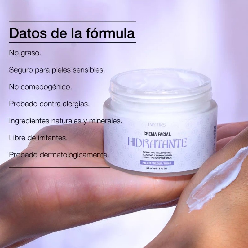 Biotiks Crema Facial Hidratante Con Ácido Hialurónico Antiarrugas