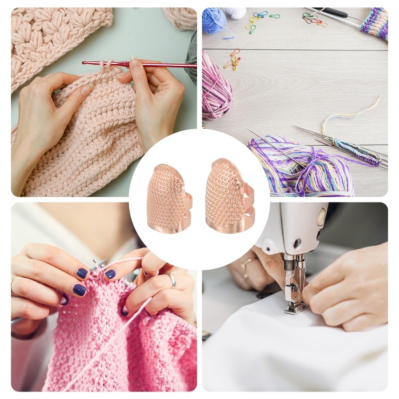 sourcing map Sewing Thimble Finger Protector, 4 Pcs Metal Finger
