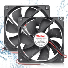 Wathai 120mm x 25mm DC 12V Waterproof Fan Dual Ball High Preformance for Electronic Equipment Cabinet or DIY Cooling Ventilation Exhaust Projects IP67 2 Pack