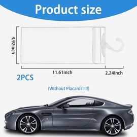 Dickno 2 PCS Handicap Placard Holder, 11.6" x 5" Ultra Transparent Disabled Parking Permit Placard Protector with Plastic Large Hanger, Automotive Disabled Placard Protective Cover