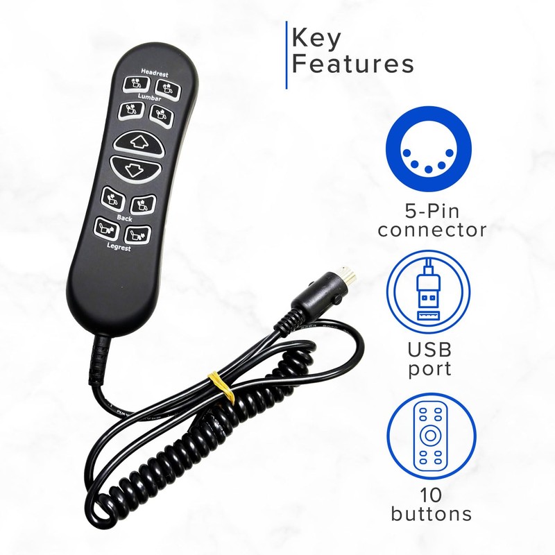 10-Button 5-Pin Replacement Remote Hand Control for Mega Motion Power