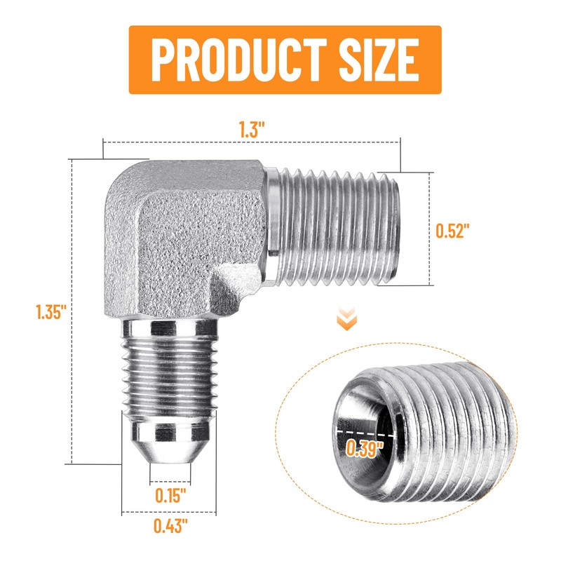 Racewill 5 Pack 90 Degree Elbow Hydraulic Adapter Fittings: 1/4"