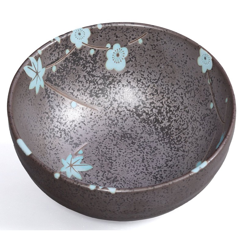 Matcha Bowl / Matcha Tea Bowl 250 ml Anthracite/Blue, Flower