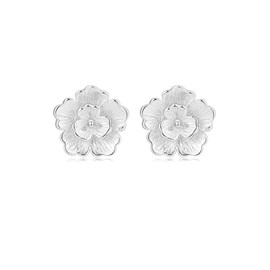 MYHAO Solid 925 Sterling Silver Flower Stud Earrings for Women Teens Cute Flower Post Stud Earrings Summer Hypoallergenic, 0.31 INCH, Sterling Silver, No Gemstone