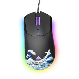 Womier Wired Gaming Mouse,Black RGB Anime Mouse w/Ergonomic Computer 12000DPI/6 Programmable Buttons Programmable Buttons for Laptop PC Mac Windows (G705 V2 Kanagawa)