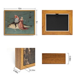 Roslynity Framed Canvas Wall Art Vintage Print Oil Paintings Weird Renaissance Detail from The Temptation of Saint Anthony Flying Fish Retro for Home Living Room Bathroom Wall Decor (8"x10")