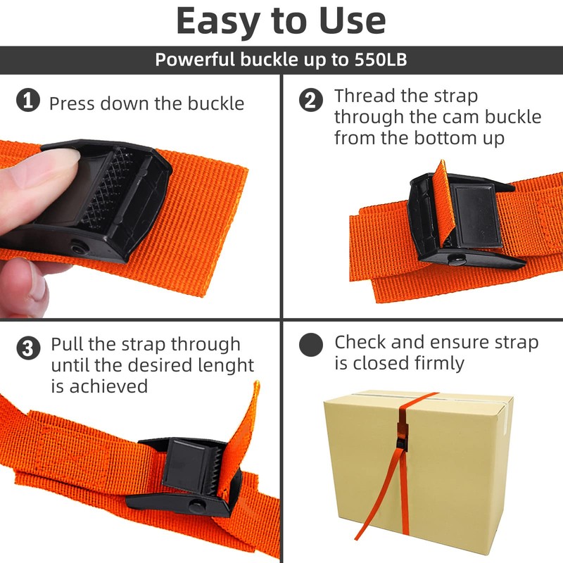6.6ft Lashing Straps with Adjustable Cam Buckles Tie Down Cinch