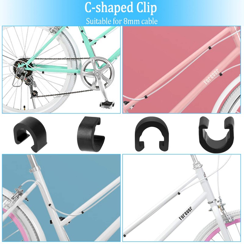 40 Pieces Bicycle C-Clip Brake Cable Clip 360 Rotation Bicycle
