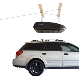 HARKEN Hoister Cargo Carrier Box & Overhead Garage Storage Hoist System for Cargo, Canoes, Boards (90lb Capacity, 16ft Ceiling) Self-Leveling, Safe Anti-Drop, Easy One-Person Operation -7802.16