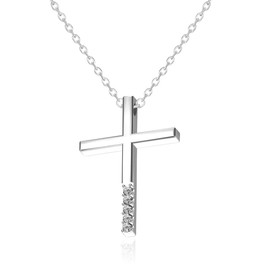 Cubic Zirconia Cross Necklace for Women | Cross Pendant Necklace Easter Baptism Religious Jewelry Gifts