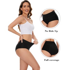 POKARLA POKARLA High Absorbency Cotton Leakproof Period Underwear for Women, 3 Pack, Black