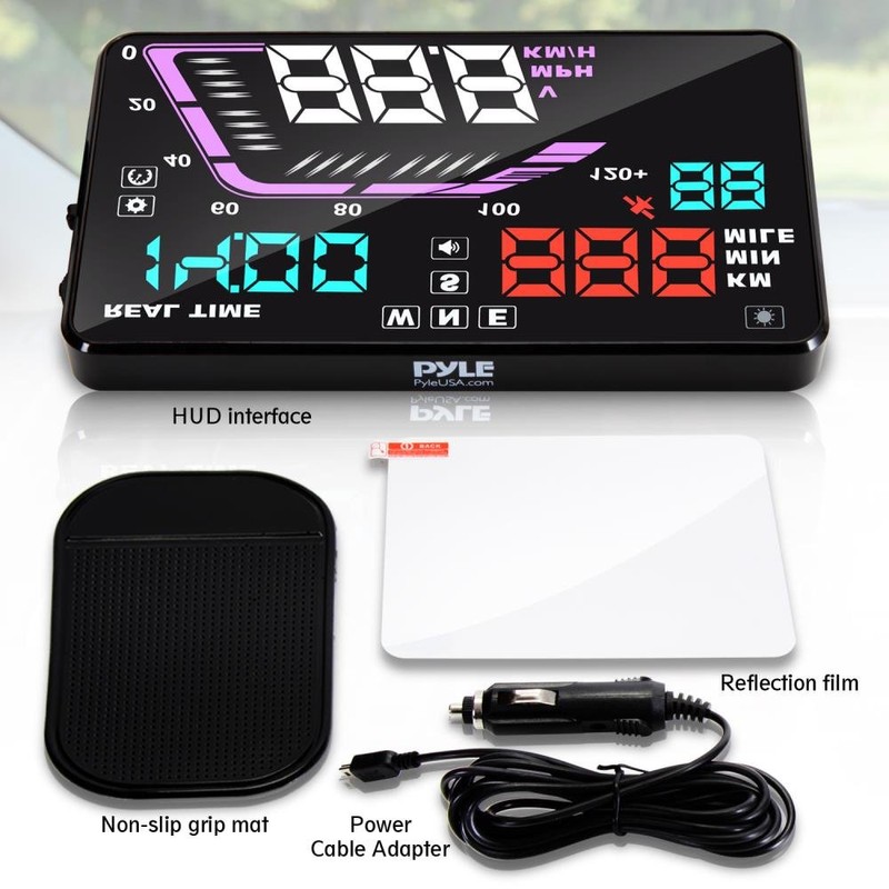 Pyle Universal 5.5’’ Car HUD Head-Up Display Multi-Color Windshield Screen
