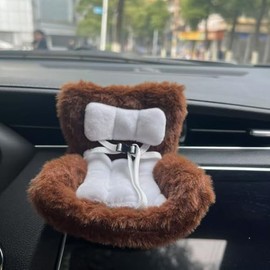 Car Seat for Doll with Soft Furry Cushion for 10-17cm Dolls, Doll Accessories, Car Air Vent Decor, Includes Seat Leg for Desktop Display (M)