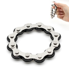 Ryvera Bike Chain Fidget Toy, Metal Fidget Toys Bike Chain, Fidget Toys for Adhd, Bike Chain Fidget Toys For Adults, Portable, Suitable for Kids and Adults Relief from Family (Black)
