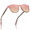 CARFIA Pink Mirrored Keyhole Retro Polarized Sunglasses for Women Small