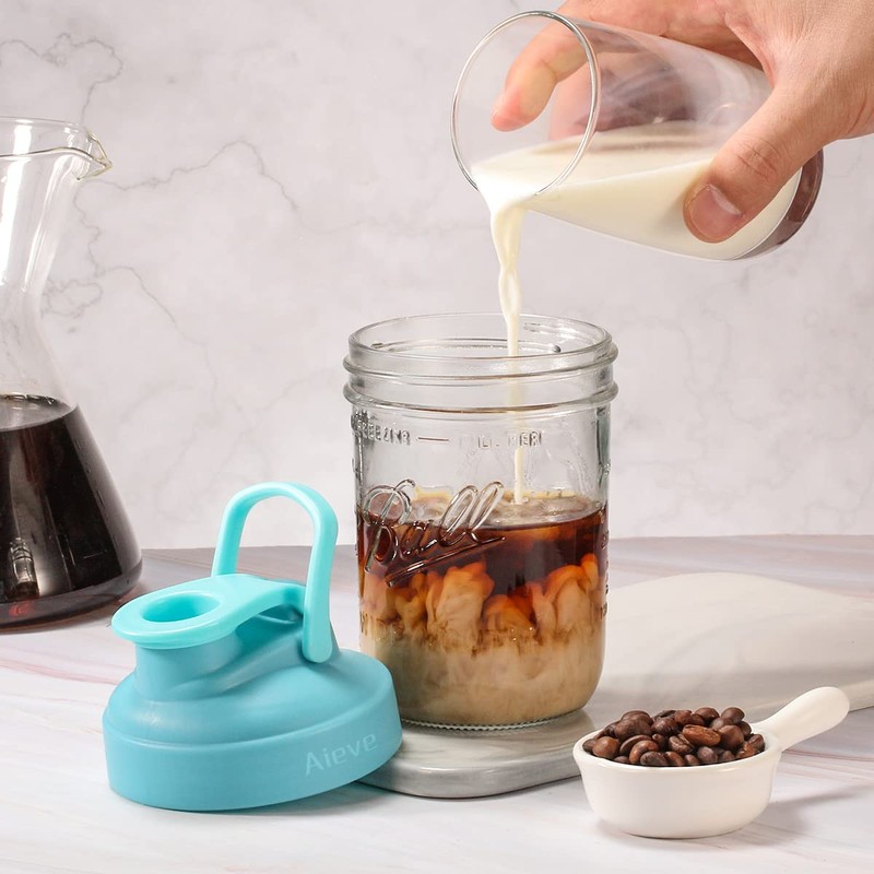 AIEVE Mason Jar Lids with Flip Top, 4 Pack, Reusable,