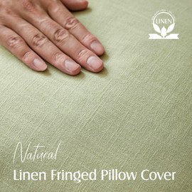 Foindtower Decorative Linen Fringe Throw Pillow Covers Cozy Boho Farmhouse Cushion Cover with Tassels Soft Accent Pillowcase for Chair Sofa Bed Living Room Home Decor, 16×16 Inch, 1PC,Light Sage Green