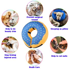 Katoggy Inflatable Dog Cone Collar for Dogs After Surgery, Soft Adjustable Blow up Donut Dog E-Collar for Small Medium Large Dog and Cats