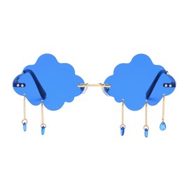 YUELUQU Vintage Fashion Funny Festival Sunglasses Metal Frameless Women Mens Punk Party Glasses（cloud-darkblue）