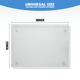 Mymonfif Tempered Glass Cutting Board for Kitchen, Clear Glass Board for Countertop, Heat Resistant, with Non-Slip Feet, 12x16" 1Pcs