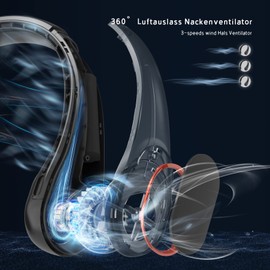 HslyT Hals Ventilator, 5200mAh Tragbarer Halsventilator, Mini USB Blattlose Halsventilatoren, 3 Geschwindigkeiten Leise Portable Neck Fan für Outdoor-Sportarten,Camping,Reisen,Geschenk zum(Schwarz)