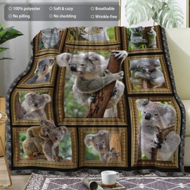 Koala ​Blanket - Fleece Throw Blanket for Couch Super Soft Cozy Bed Blanket Lightweight Plush Fuzzy Lap Blankets and Throws for Sofa, 50 x 60 Inch, Gift for Animal Lover
