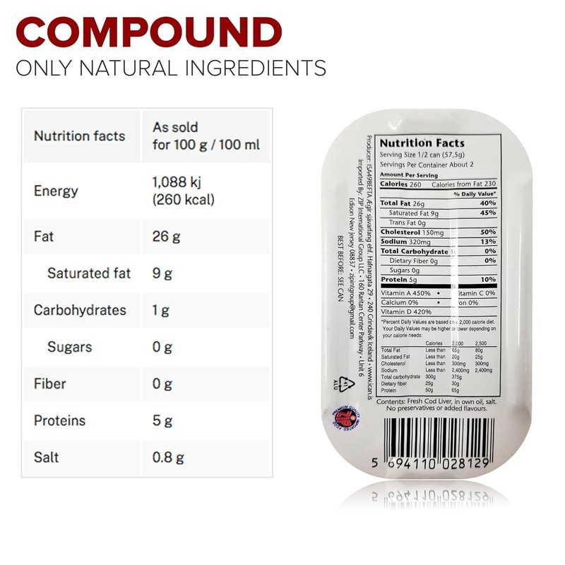 Wild Cod Liver Canned From Iceland 4.06oz pack of 4