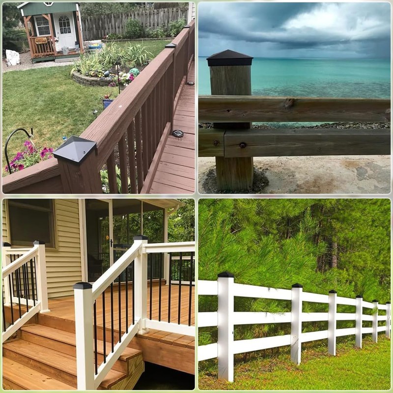 4x4 (3.5inx3.5in) Fence Post Caps, 6 Pack Deck Post Caps