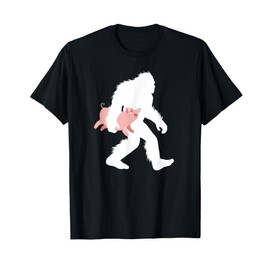 Bigfoot Carrying Pig Cryptid Swine Sasquatch With Hog T-Shirt