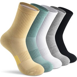 Gonii Crew Socks Women Running Hiking Thick Cushiones Athletic Socks 5-6 Pairs