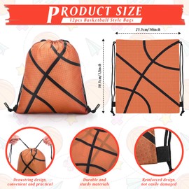 VioraWhite 12 Pcs Basketball Drawstring Bags with 12 Pcs Wrist Return Wrist Ball Basketball Party Favors Bag Sports Goodie Backpack Party Accessories for Exercise Teams Birthday Gift Supplies