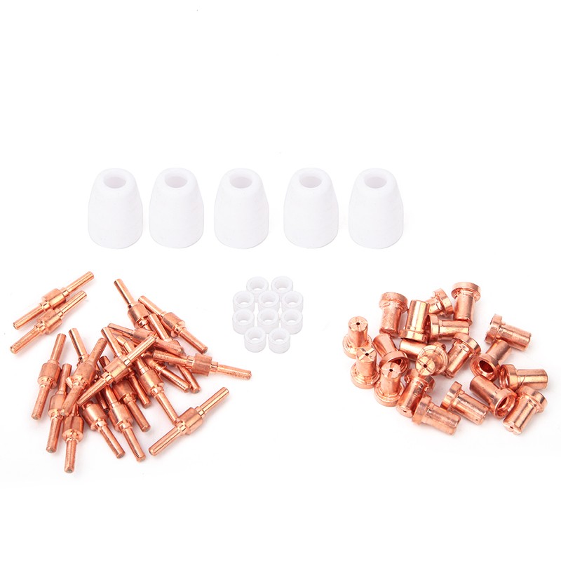 55pcs Plasma Cutter Extended Electrode Nozzle Shield Cup Gas Ring