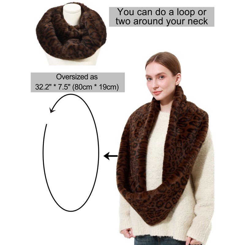 LA CARRIE Womens Leopard Print Infinity Scarf Loop Circle Neck