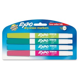 EXPO Low-Odor Dry-erase Fine Tip Markers - Fine Marker Point - Assorted Alcohol Based Ink - 4 / Pack