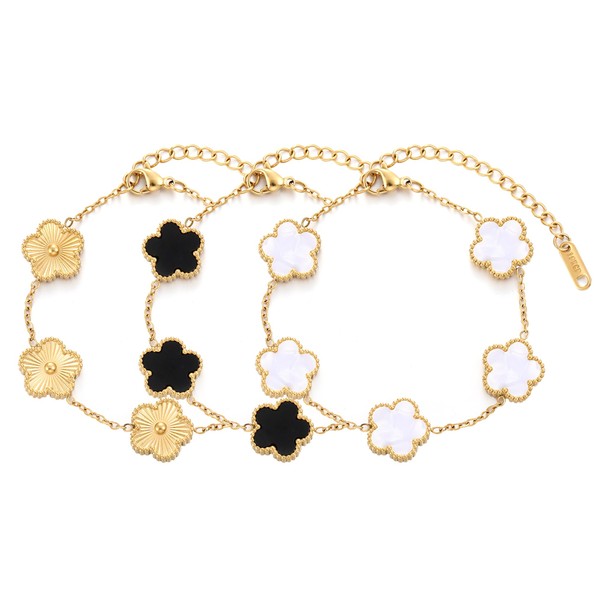 TICVRSS Clover Bracelets for Set Women, 18K Gold Plated Fashion
