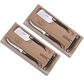 (D) Laguiole Black Flatware French 3pc Cheese and Wine Set Vintage (2 PACK)