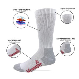 Wrangler Riggs Workwear Mens Ultra Dri Mid Calf Boot Socks 4 Pair (Black, Men's Shoe Size 9-13 - Sock Size Large)