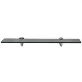 TREATLIFE HOME Floating Shelf Made of Tempered Safety Glass with Zinc Alloy Brackets, Modern Design, Black, 19.6" x 7.9"