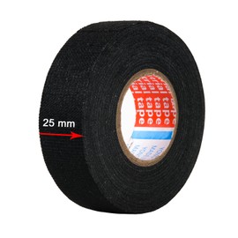 ZZJMCH 2 Rolls Black Wire Harness Cloth Tape, Speaker Wiring Harness Cloth Tape, for Automobile Electrical Wire harnessing Noise Dampening Heat Proof (Width: 25mm, Length: 50Ft)