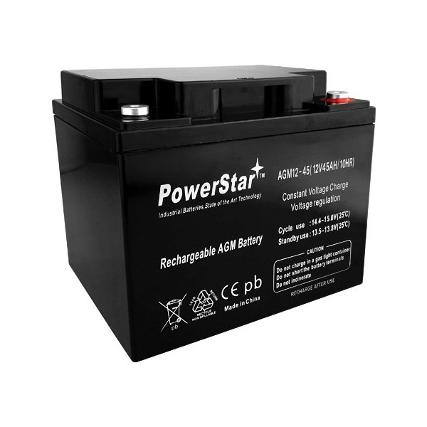PowerStar 12V 45AH Fire Alarm Battery Replaces 40ah, 42ah or 50ah