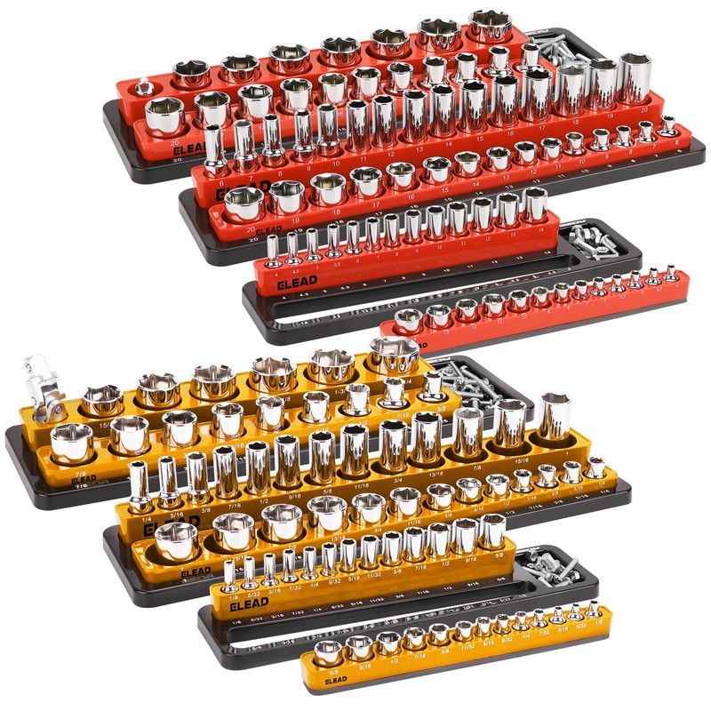 ELEAD Magnetic Socket Organizer Set - Durable 1/2, 1/4, 3/8
